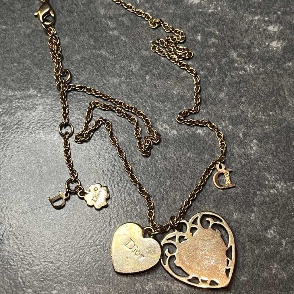 Christian Dior Vintage Heart Pendant Necklace - Back view