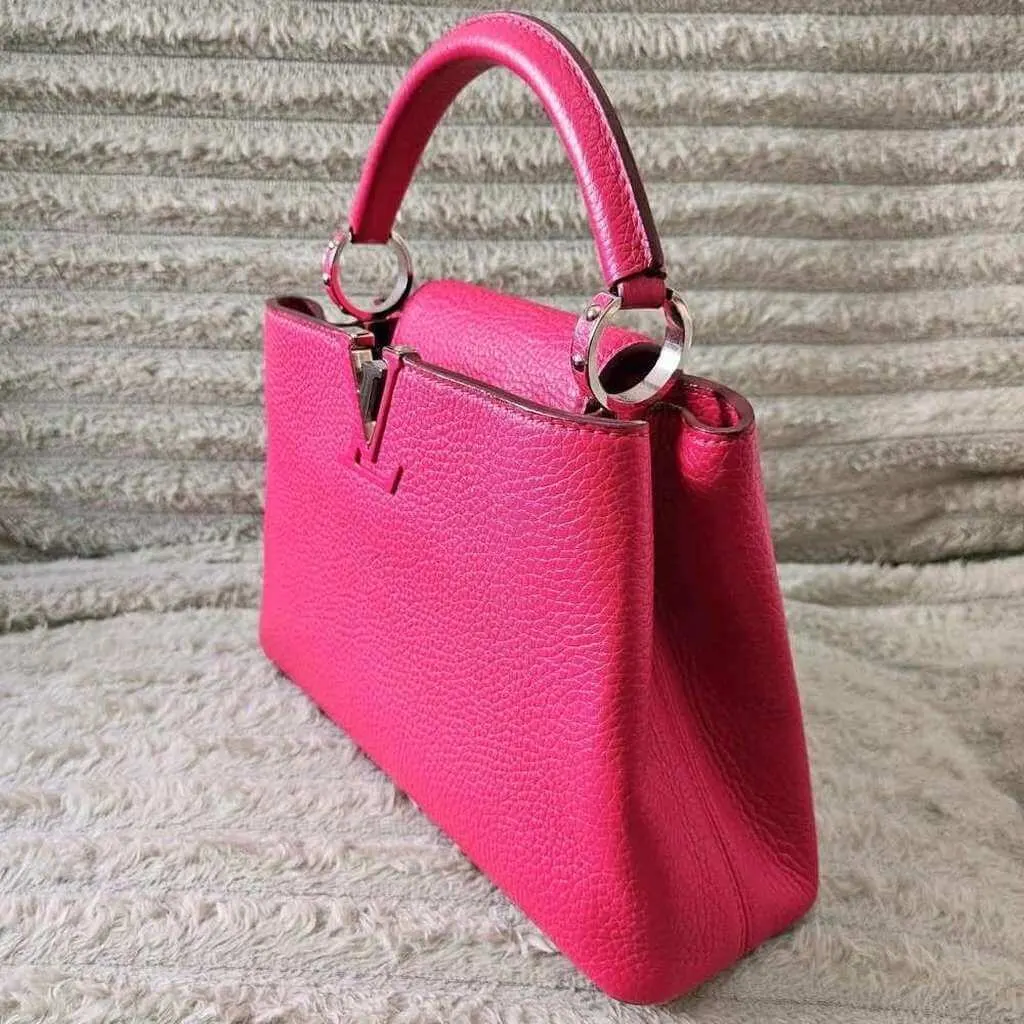 Louis Vuitton Capucines BB Pink Leather Silver Good - Back View