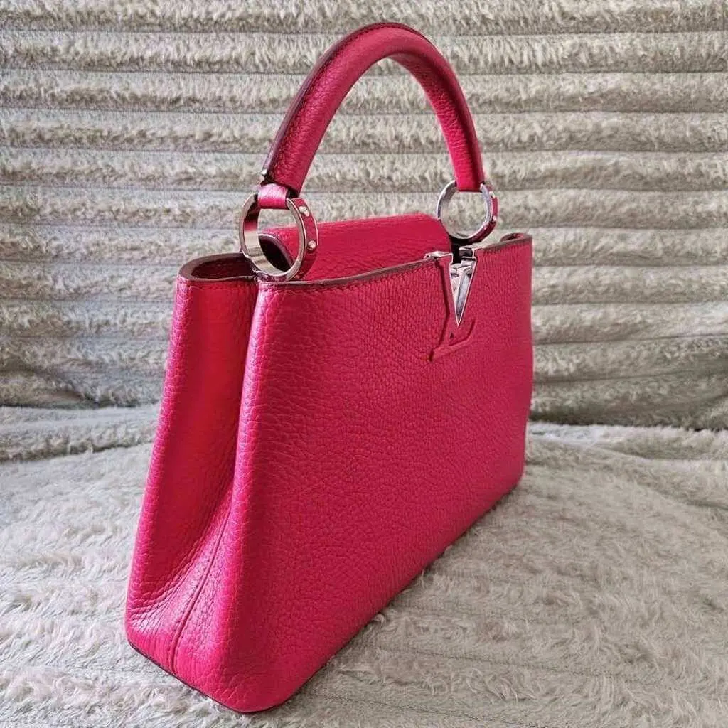 Louis Vuitton Capucines BB Pink Leather Silver Good - Inside View