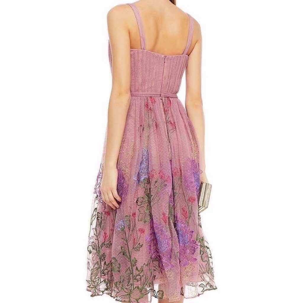 Marchesa Notte Tulle Floral Dress - Back view