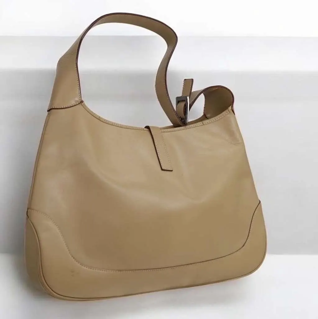 Gucci Jackie 1961 Beige Leather Metal Fair - Back View