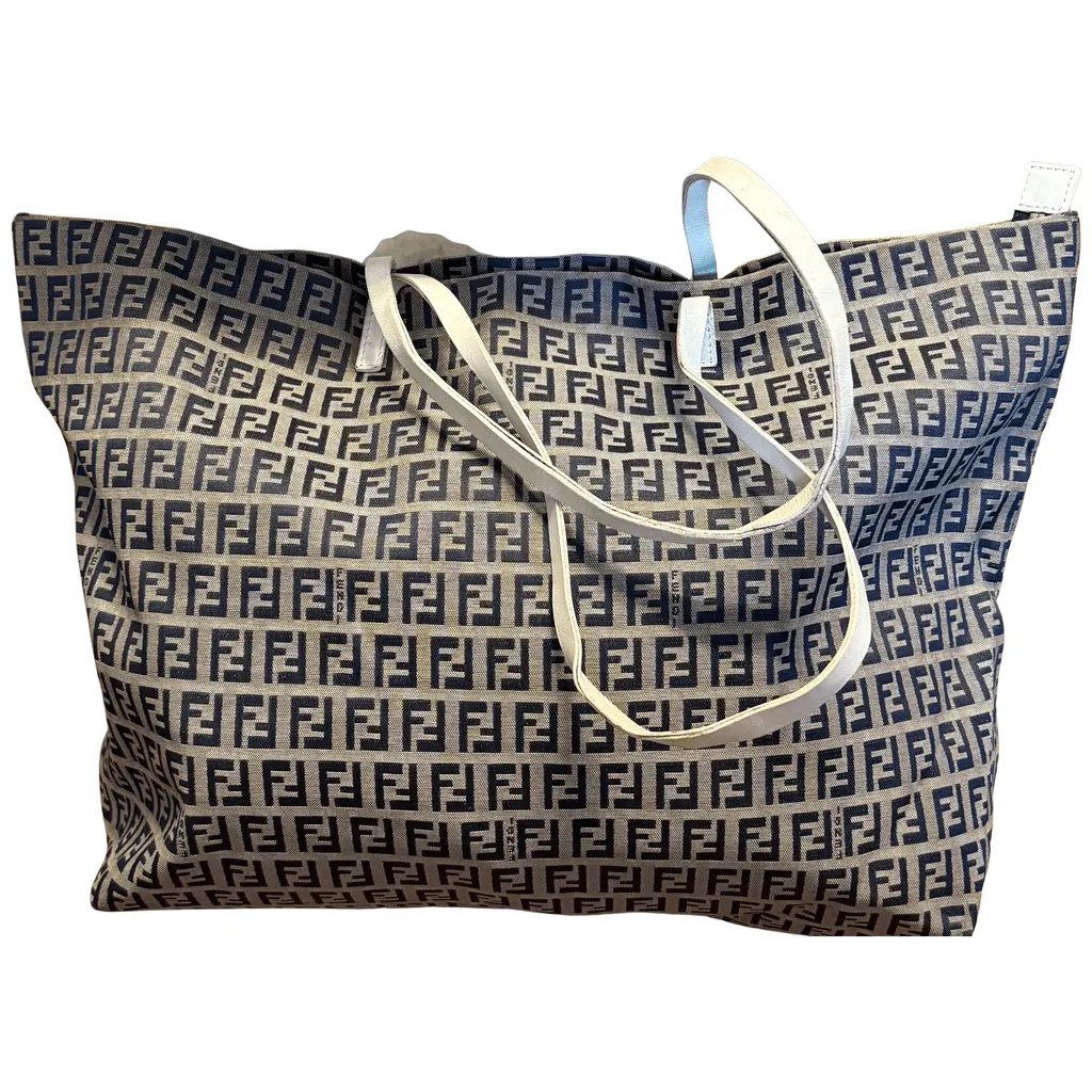 Fendi Tote Bag Beige Canvas Good - Front View