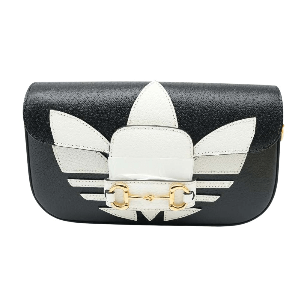 Gucci Gucci Adidas Horsebit 1955 White Mini Bag  Black