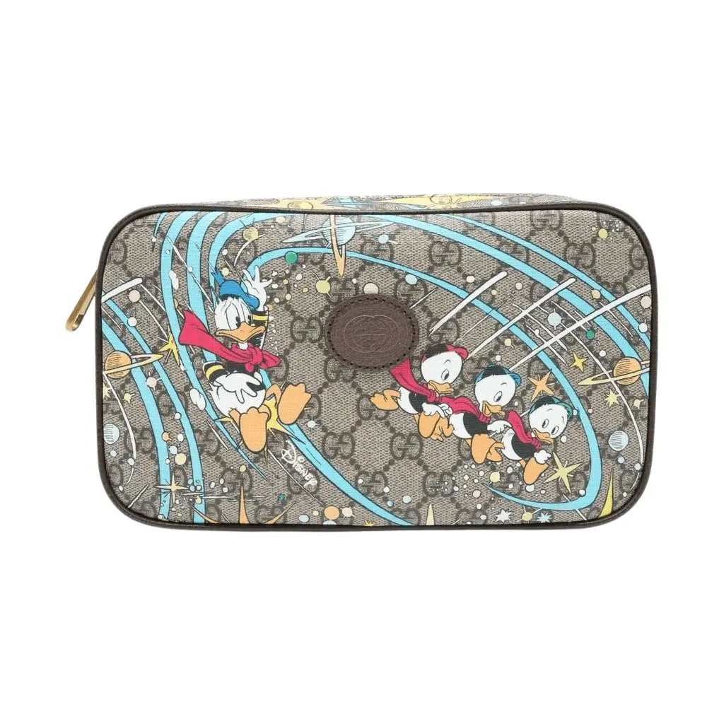 Gucci Gucci x Donald Duck Disney GG Supreme Belt Bag Beige/Brown PVC MultiColor Good - Front View