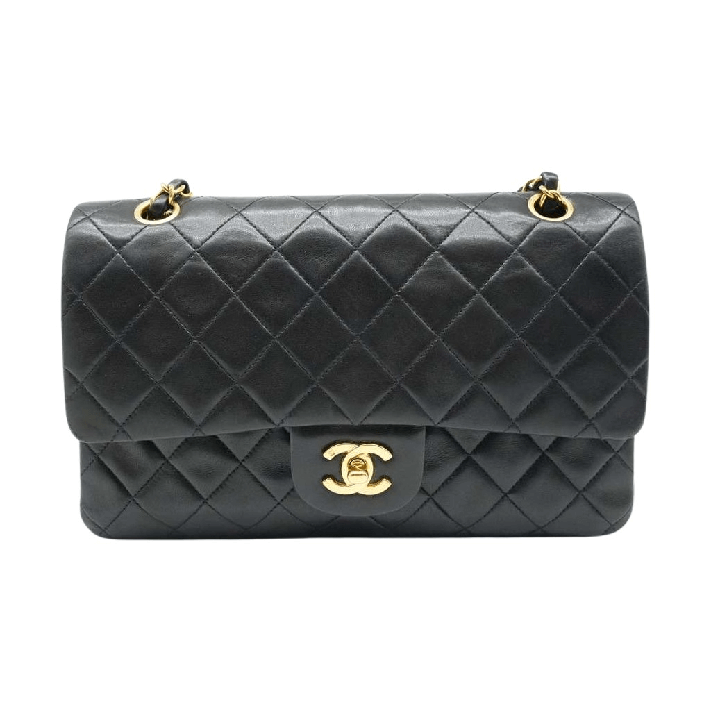 Chanel Classic Double Flap Medium 25 in Black Lambskin Leather and Gold Hardware