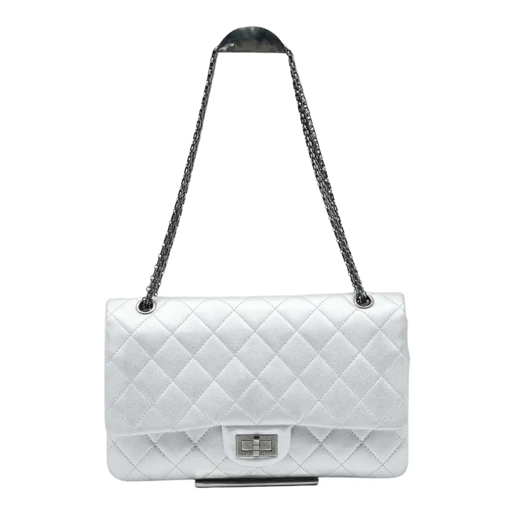 Chanel 30 2.55 Palladium HW Silver Bag 19288481 Silver Leather Good - Front View