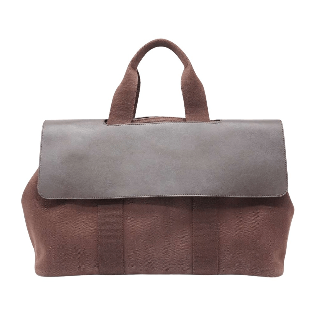Hermès Valparaiso Leather Handbag Brown Leather Brown Canvas