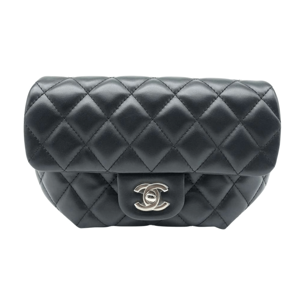 Chanel CC Uniform Flap Belt Bag Calfskin Quilted Black