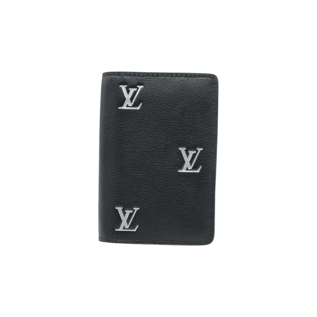 Louis Vuitton Blason Organizer de Poche Card Case Calfskin Black Pharrell Williams Limited Black Leather Good - Front View