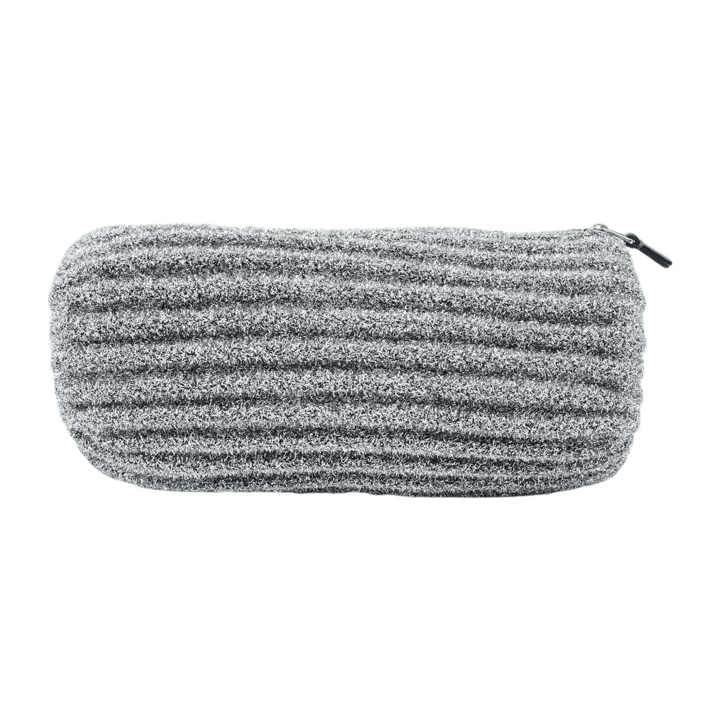 Loewe Bracelet Pouch Shoulder Bag Lurex Pleated Metallic Silver