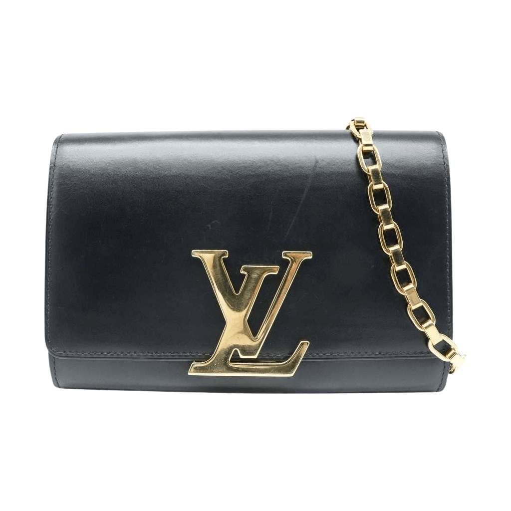 Louis Vuitton Black Leather Louise Chain Clutch