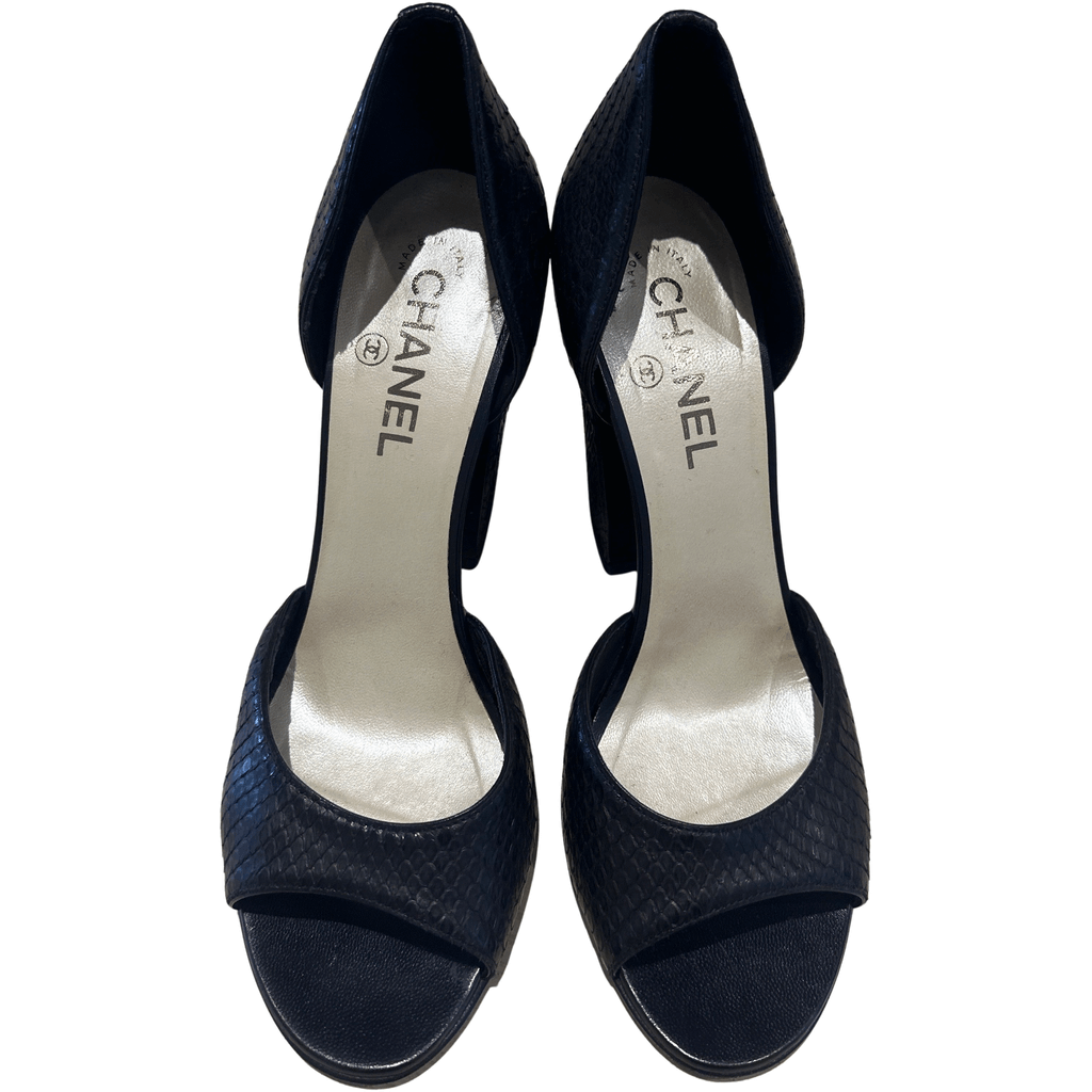 Chanel Black Python Chanel Heels