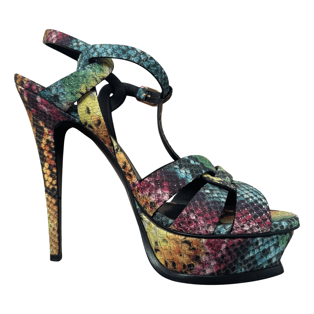 Saint Laurent Tribute Multicolor Python Sandals