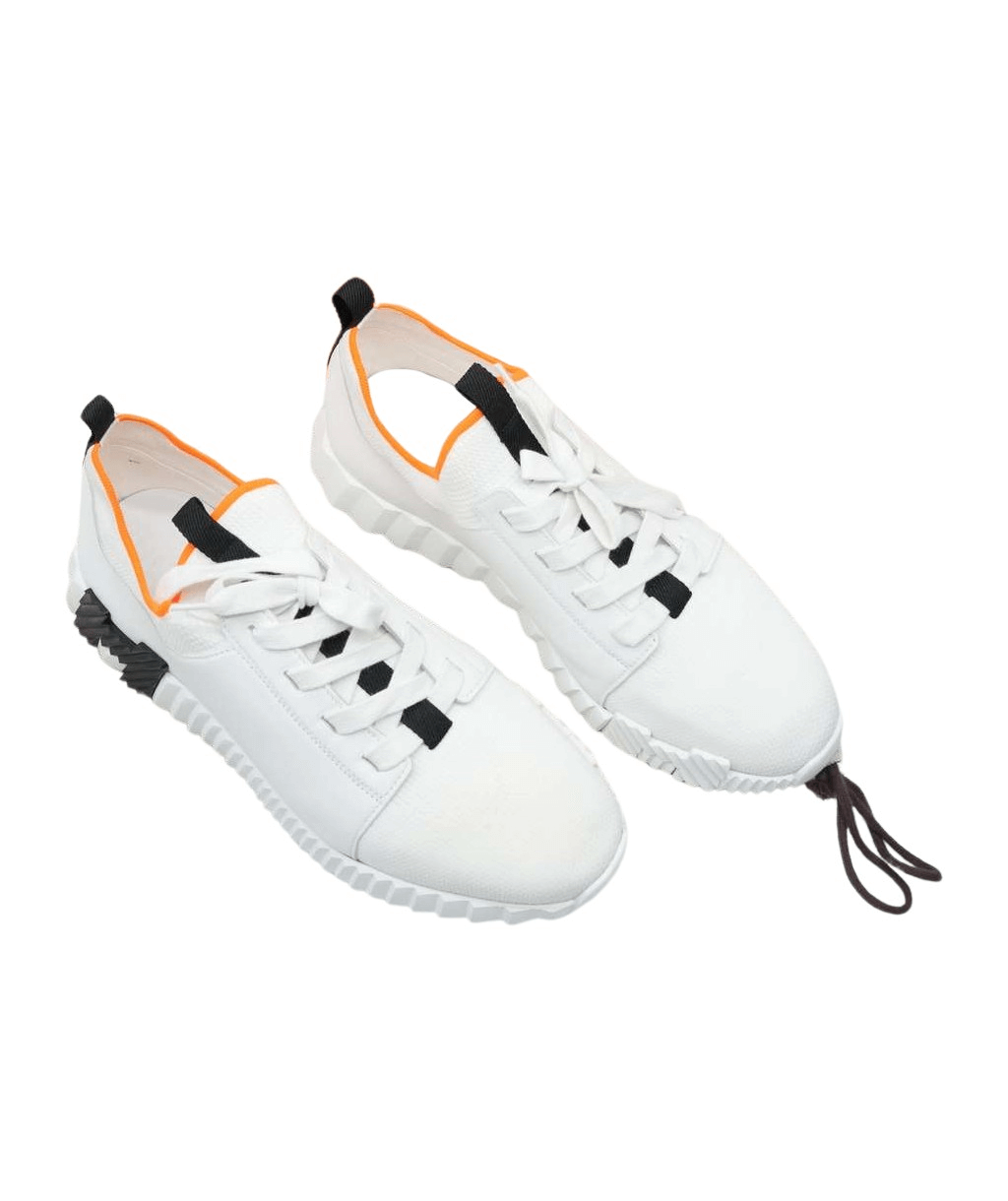 Hermès Depart Sneakers White and Knit Fabric Size 43.5