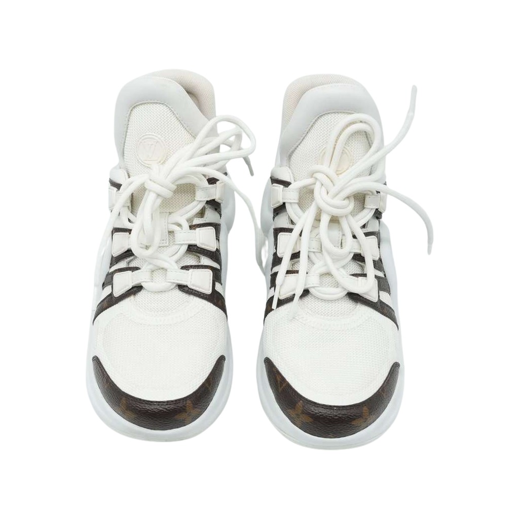 Louis Vuitton Lv Archlight Sneakers White/Brown Monogram Canvas Mesh & Leather Size 38