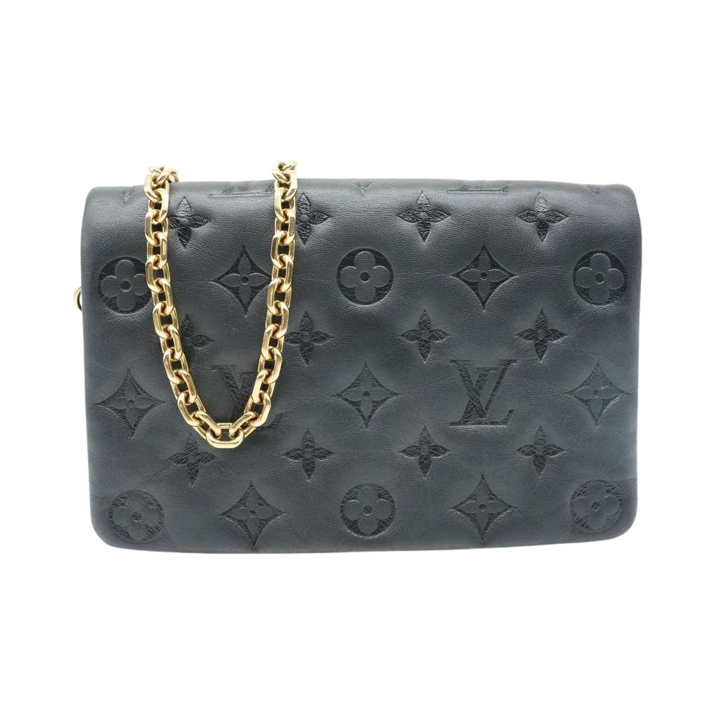 Louis Vuitton Coussin Black Bag Monogram-embossed Puffy Lambskin