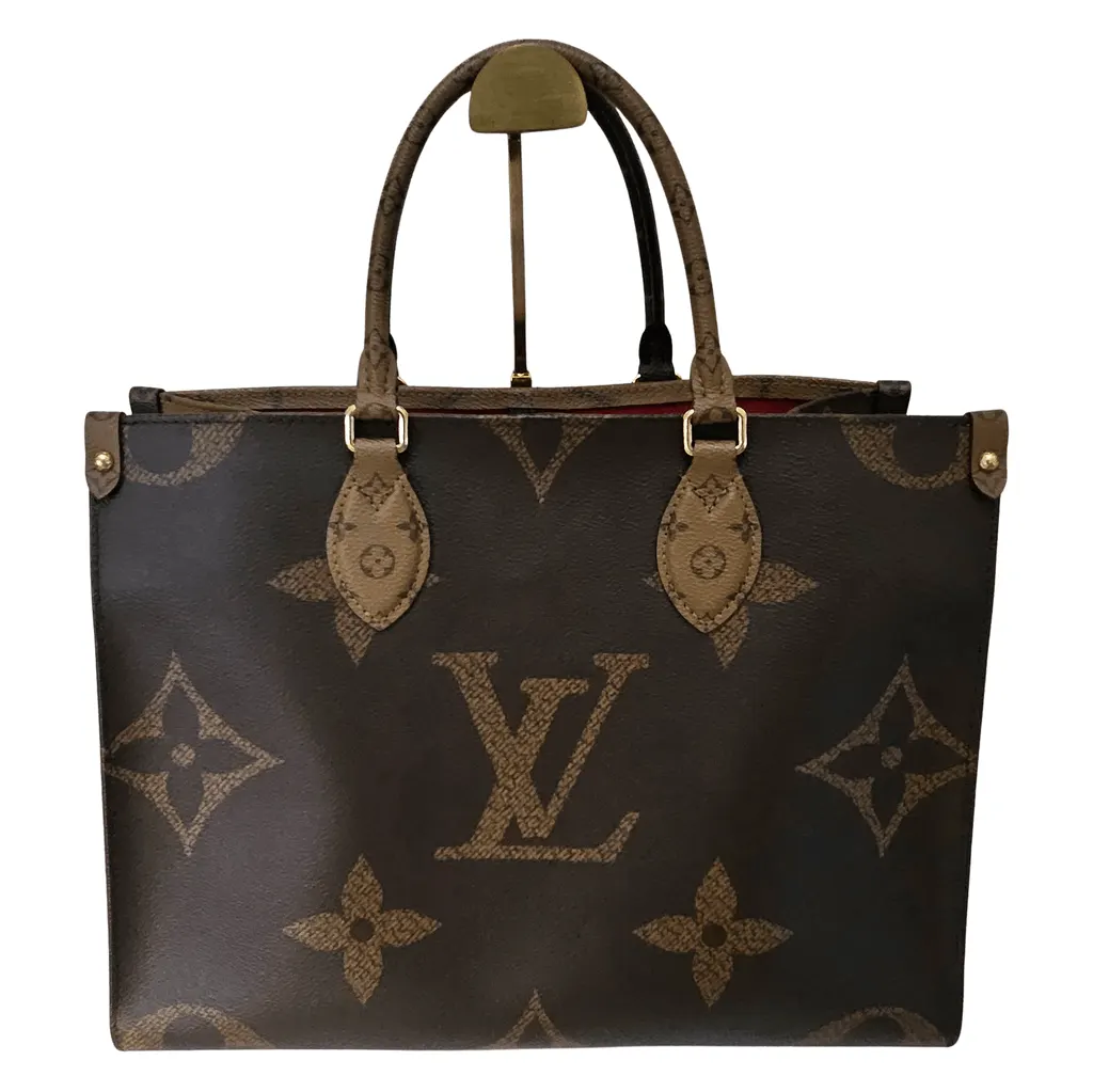 Louis Vuitton On The Go MM Bag Brown Canvas Good - Front View