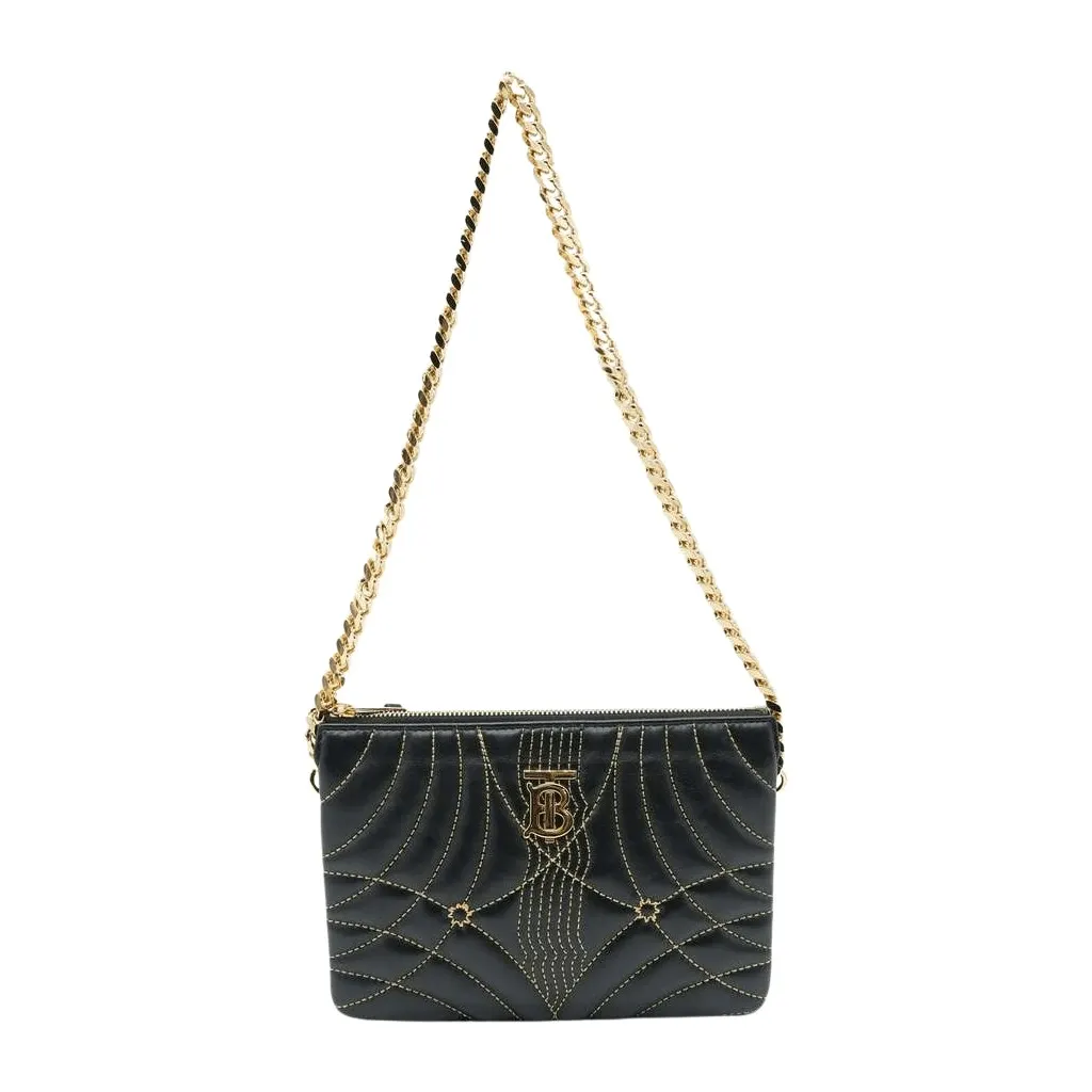 Burberry Leather Clutch Bag Black Black Leather Good - Front View