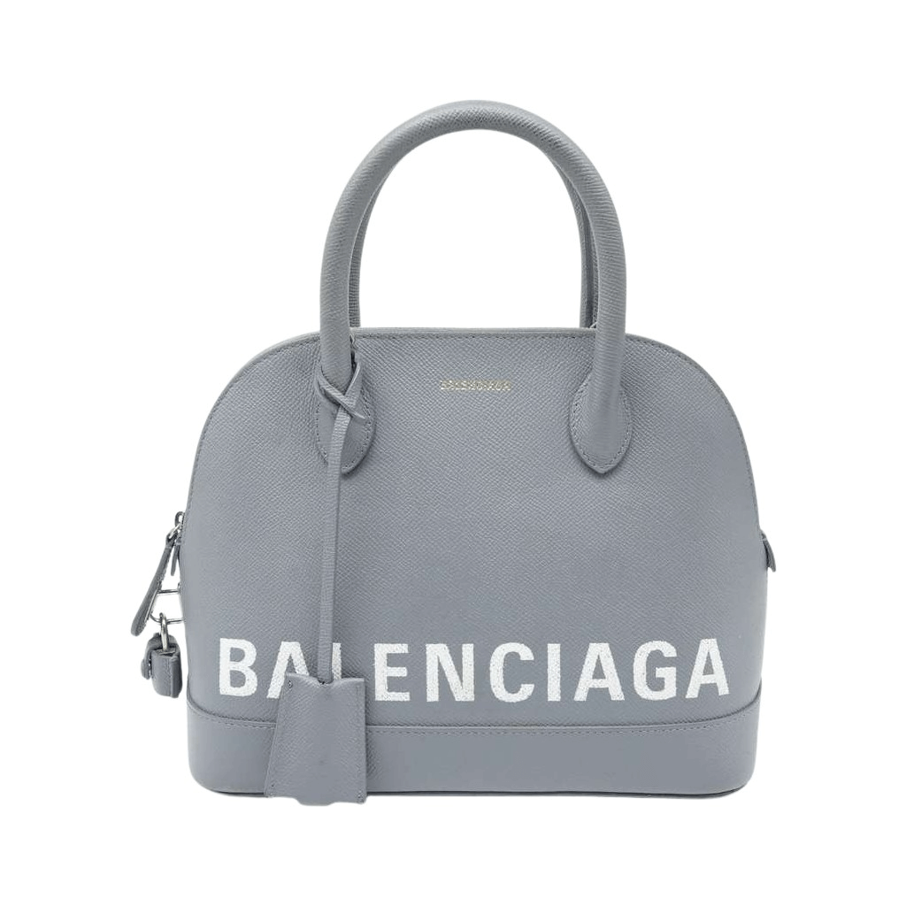 Balenciaga Grey Leather S Ville Logo Satchel