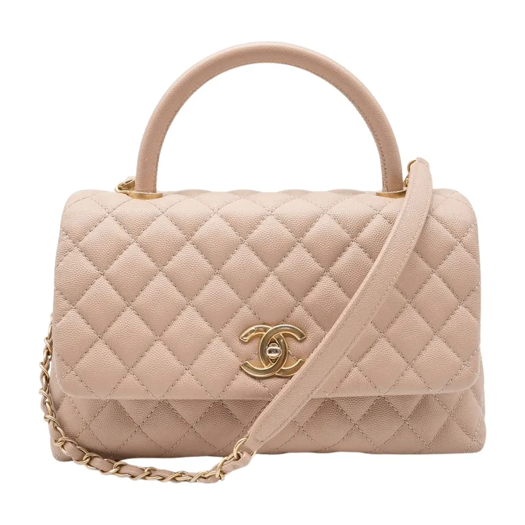 Chanel Coco Handle Bag 25732892 Beige Good - Front View