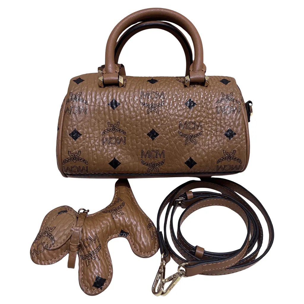 MCM Mini Ella Boston Brown Leather Very good - Front View
