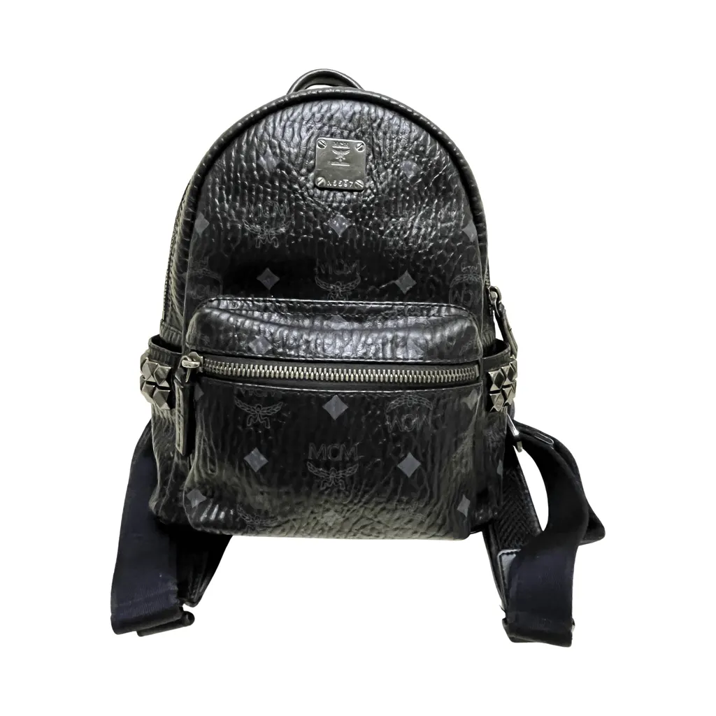 MCM Stark Backpack Black Leather Very good - Front View