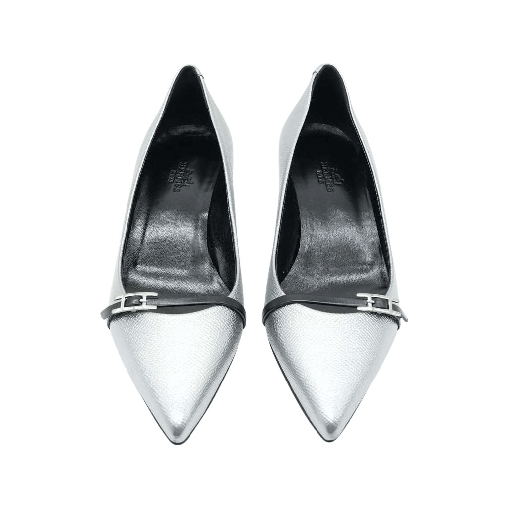 Hermès Ballet Flats Silver Size 36