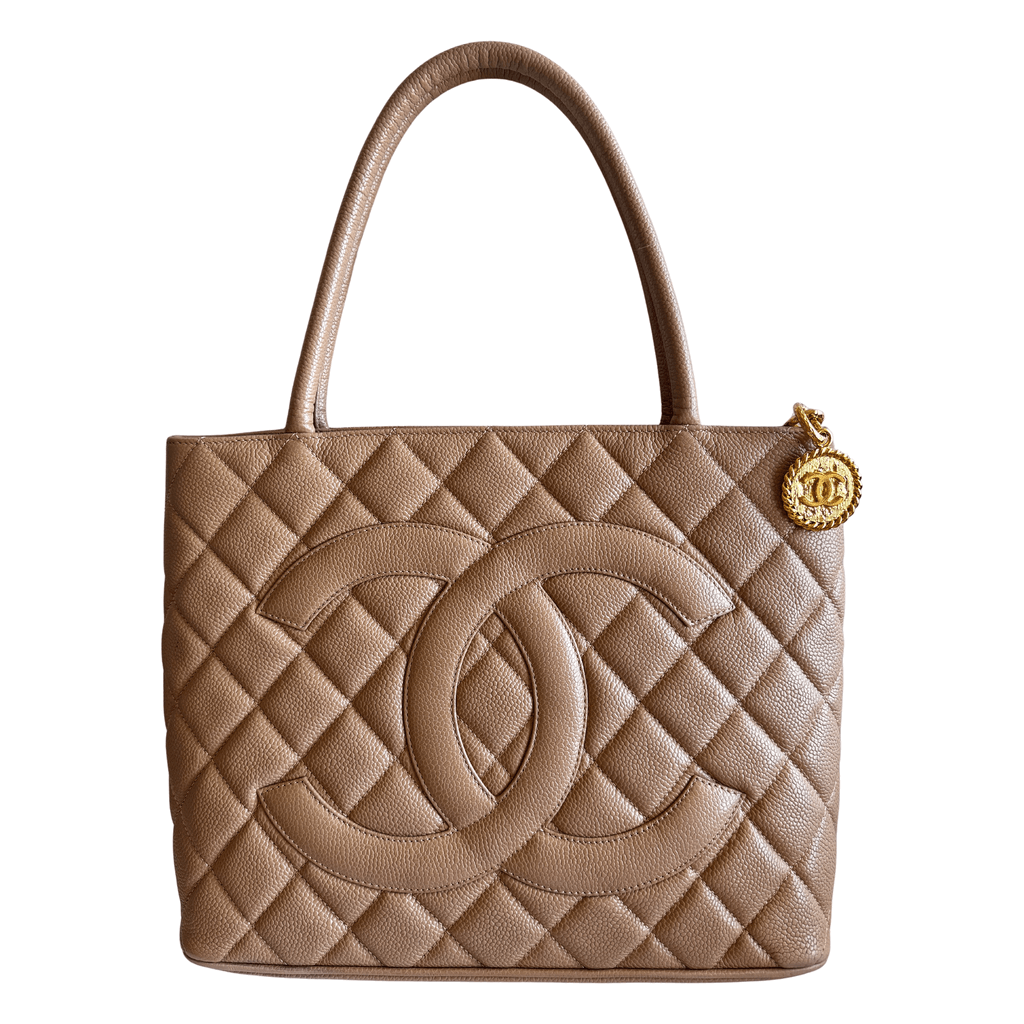 Chanel Beige Medallion Caviar Tote