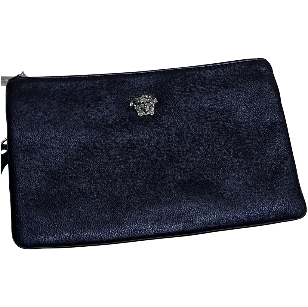 Gianni Versace La Medusa Clutch Black Leather Very good - Front View