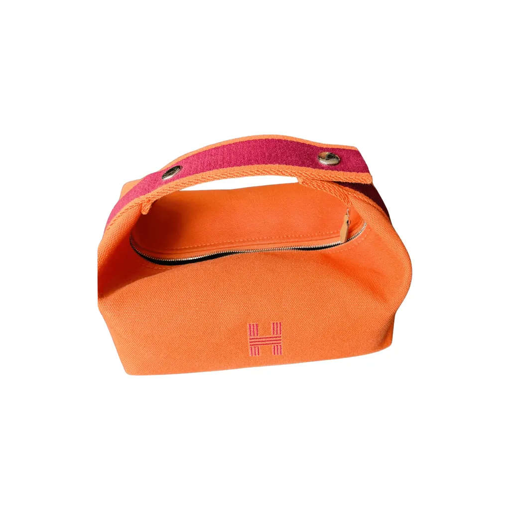 Hermès Braid-a-Brac Case Orange Cotton Very good - Front View