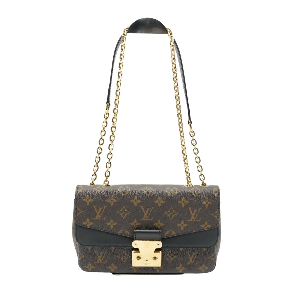 Louis Vuitton Marceau Monogram HandBag Black M46126 Brown Canvas Good - Front View