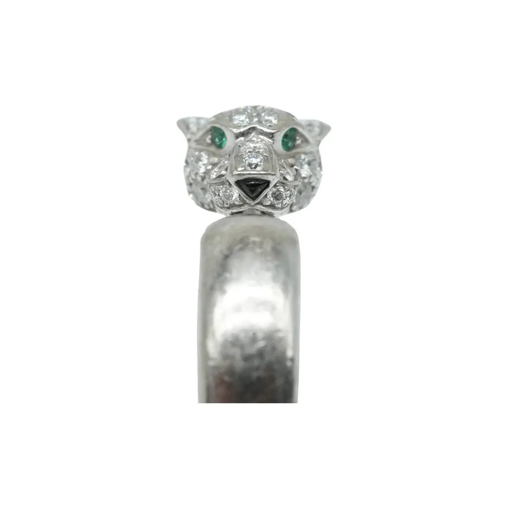 Cartier Panthère de Cartier Ring 49, K18WG, Half-Paved 5.2mm 10.21g Gold White Gold Good - Front View