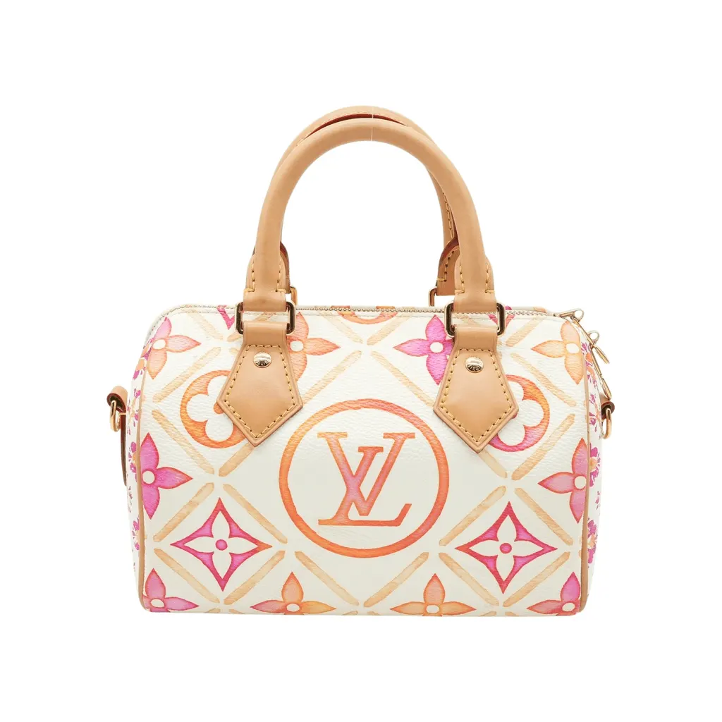 Louis Vuitton Speedy 20 Bandouliere Coral Monogram Tile Canvas Orange Canvas Good - Front View