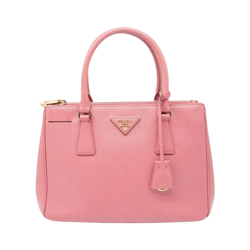 Prada Saffiano Lux Leather Medium Galleria Tote Pink Pink Fair - Front View