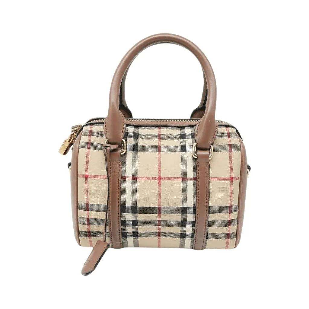 Burberry Horseferry Alchester Mini Bowling Beige Canvas Fair - Front View