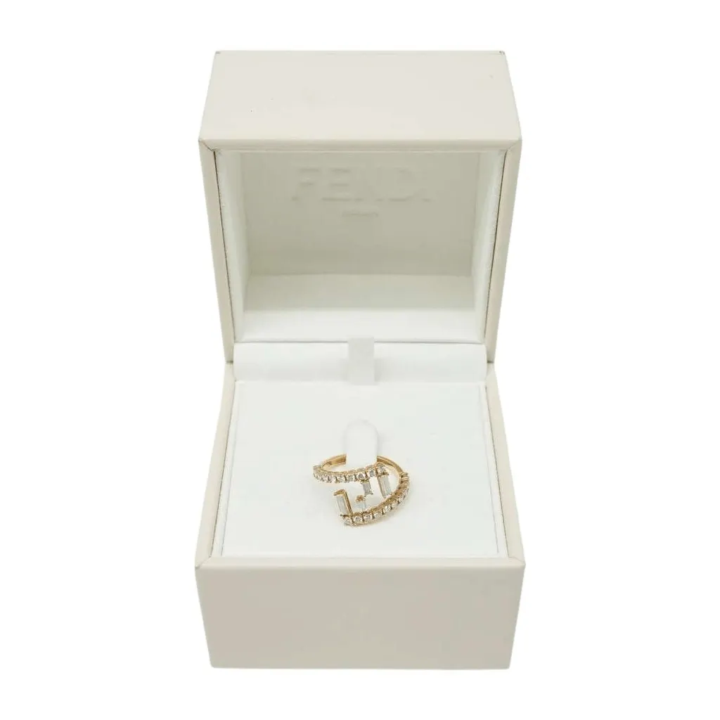 Fendi Gold Ring with Diamonds 3.22g 53(EU) Gold Good - Front View
