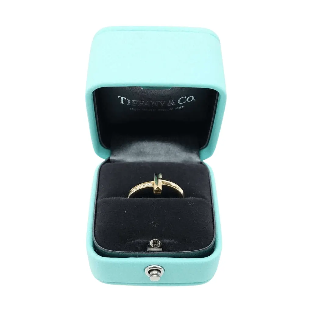 Tiffany & Co T1 NRW Ring 18K YG 4g With Diamond Size 5.25(US) Gold Good - Front View