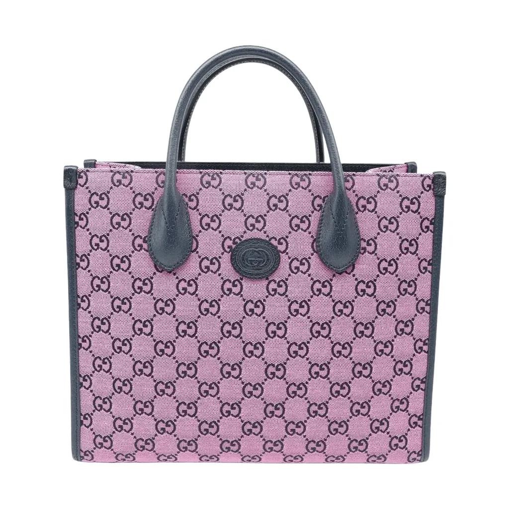 Gucci GG Supreme Canvas Multicolor Small Handbag Pink Pink Canvas Good - Front View