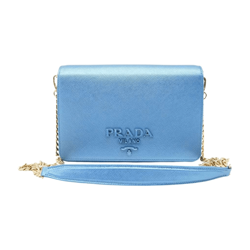 Prada Saffiano Leather Zip Around Wallet On Chain