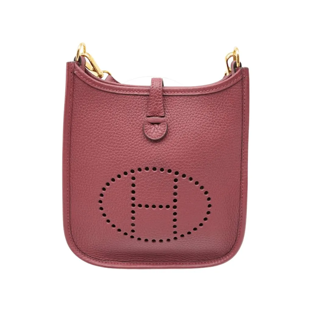 Hermès Mini Evelyne TPM Amazone Rose Taurillon Clemence Leather Red Good - Front View