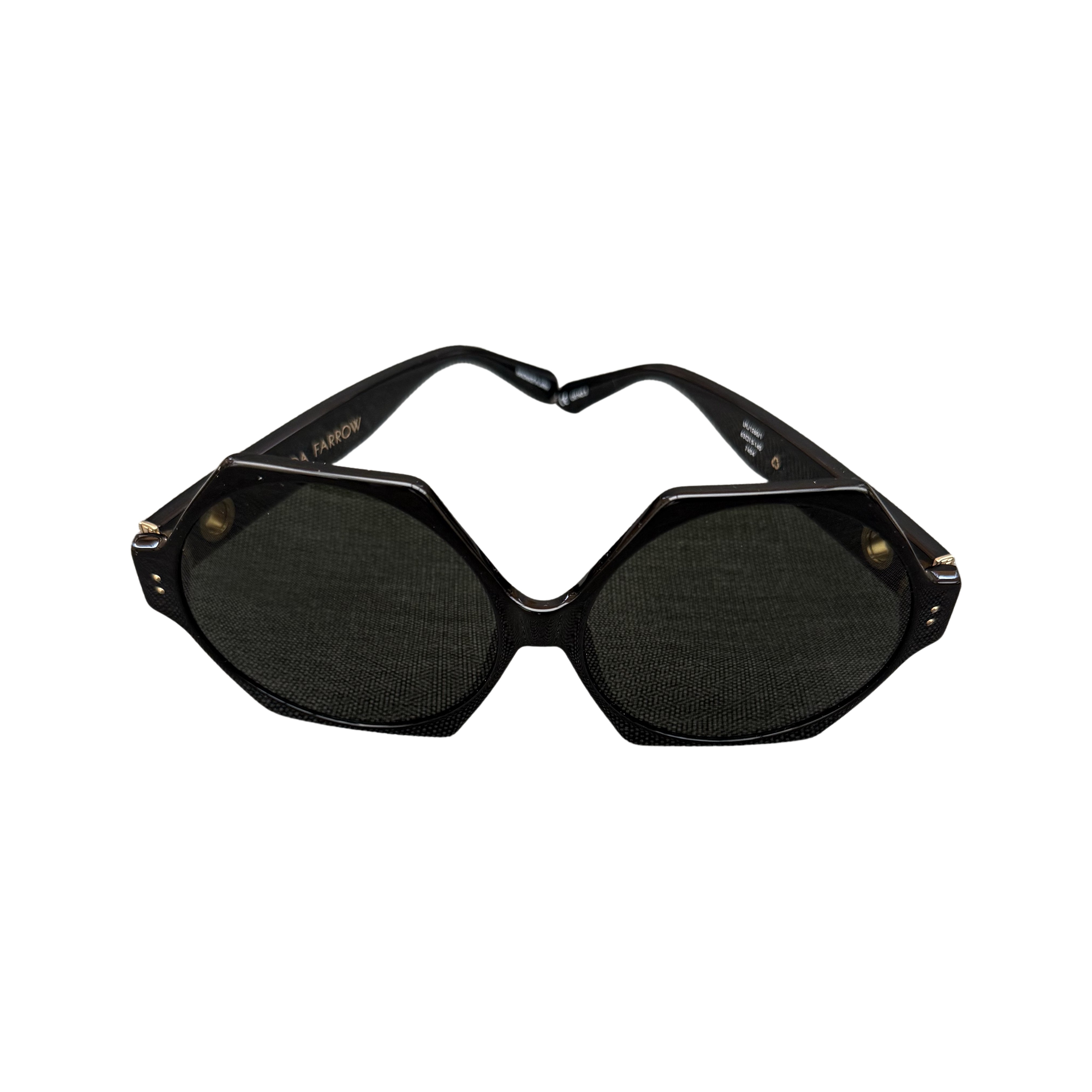 Linda Farrow Bora Hexagon Black Sunglasses