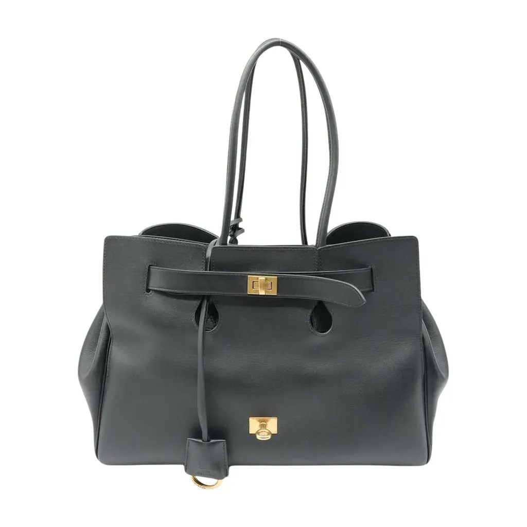 Balenciaga Bel Air Black Leather Bag DB Black Leather Fair - Front View