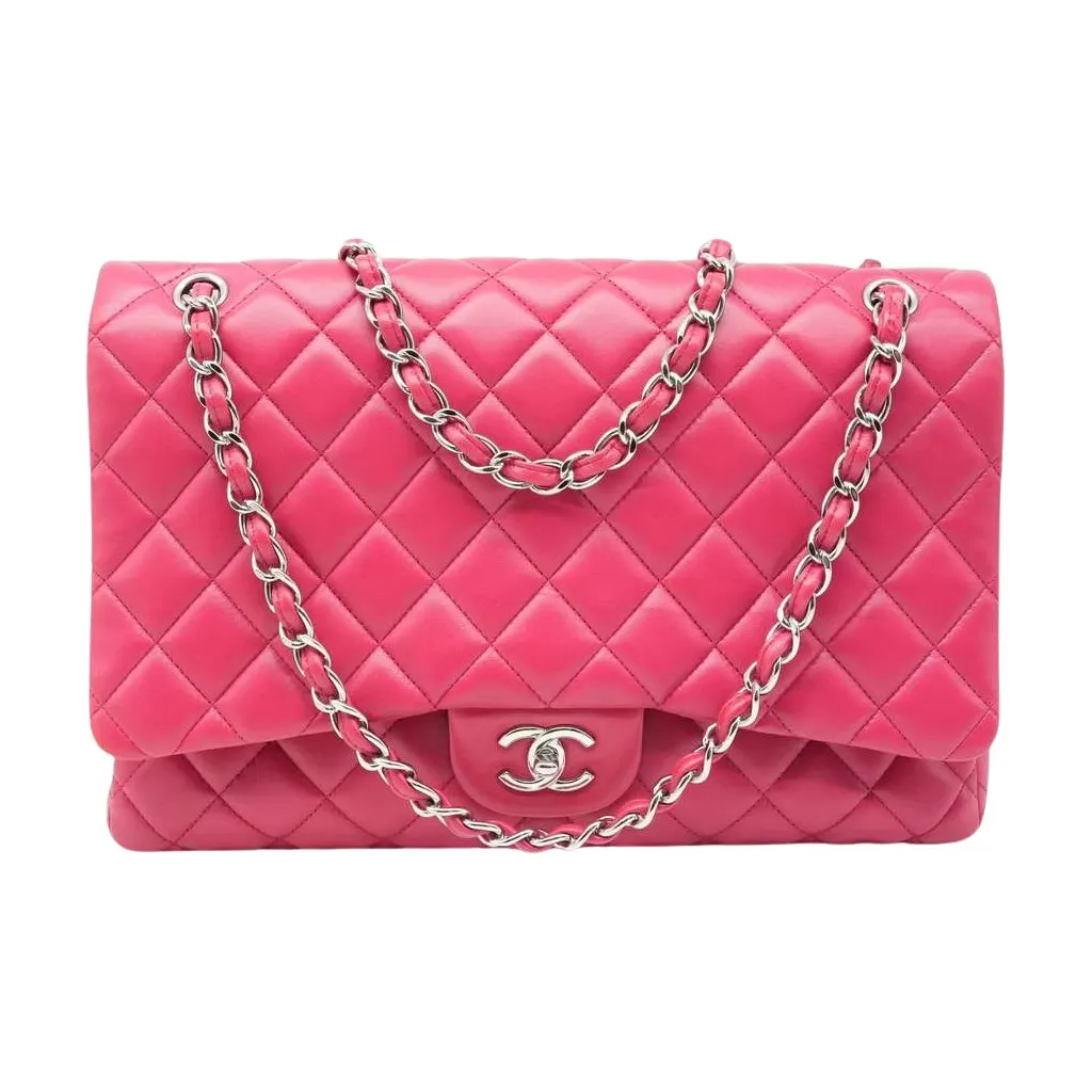 Chanel Maxi Classic Single Flap Pink Lambskin 13089787 Pink Fair - Front View