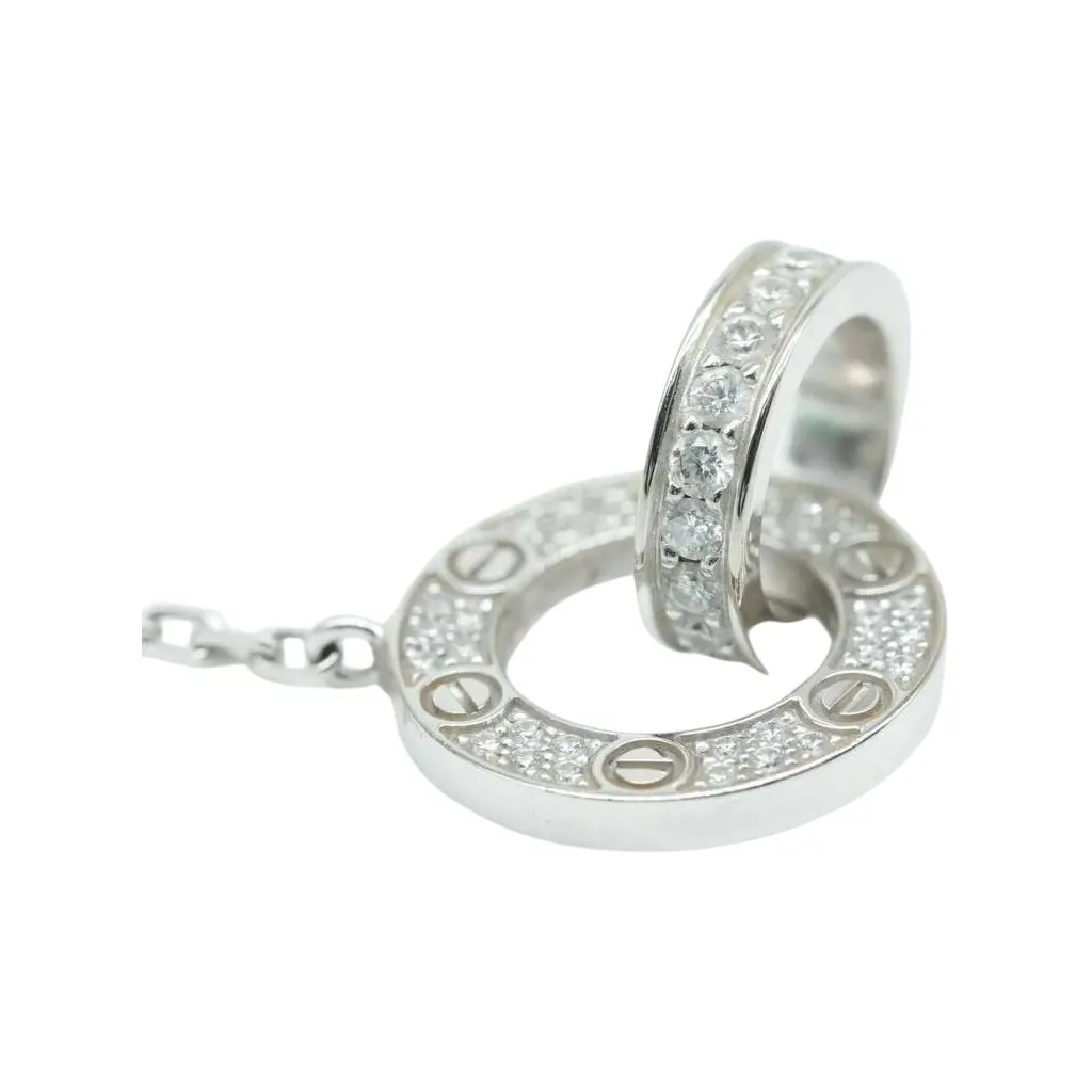 Cartier Cartier Love Pendant, Paved Necklace 18K White Gold White White Gold Good - Front View