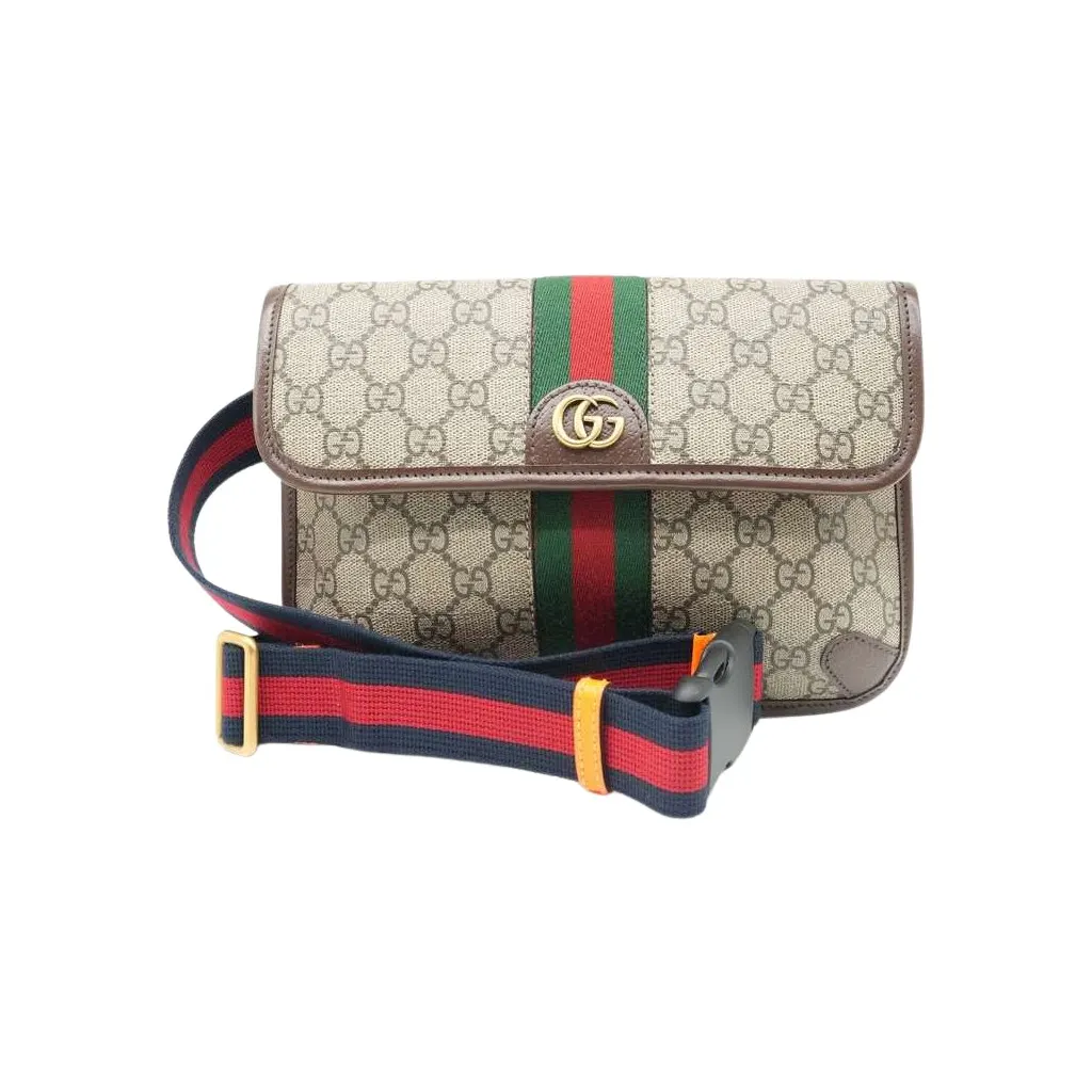Gucci Small Ophidia Belt Bag GG Supreme Canvas Beige Canvas Good - Front View