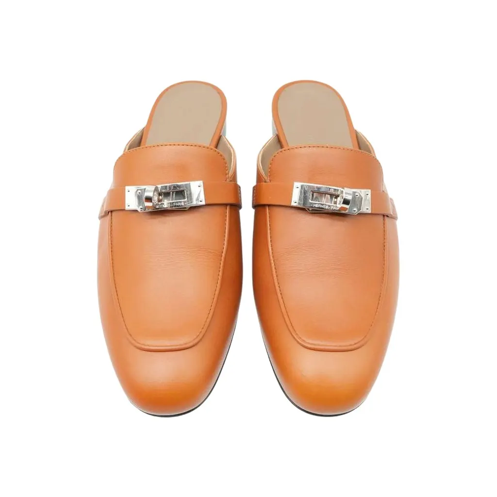 Hermès Women's Loafers Brown Size 36 DB/BO Brown Leather Fair - Front View