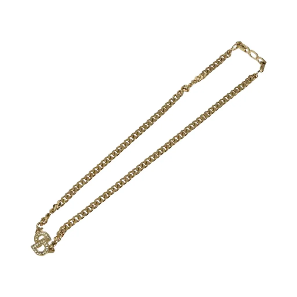 Dior CD Pendant Necklace Gold Metal Good - Front View