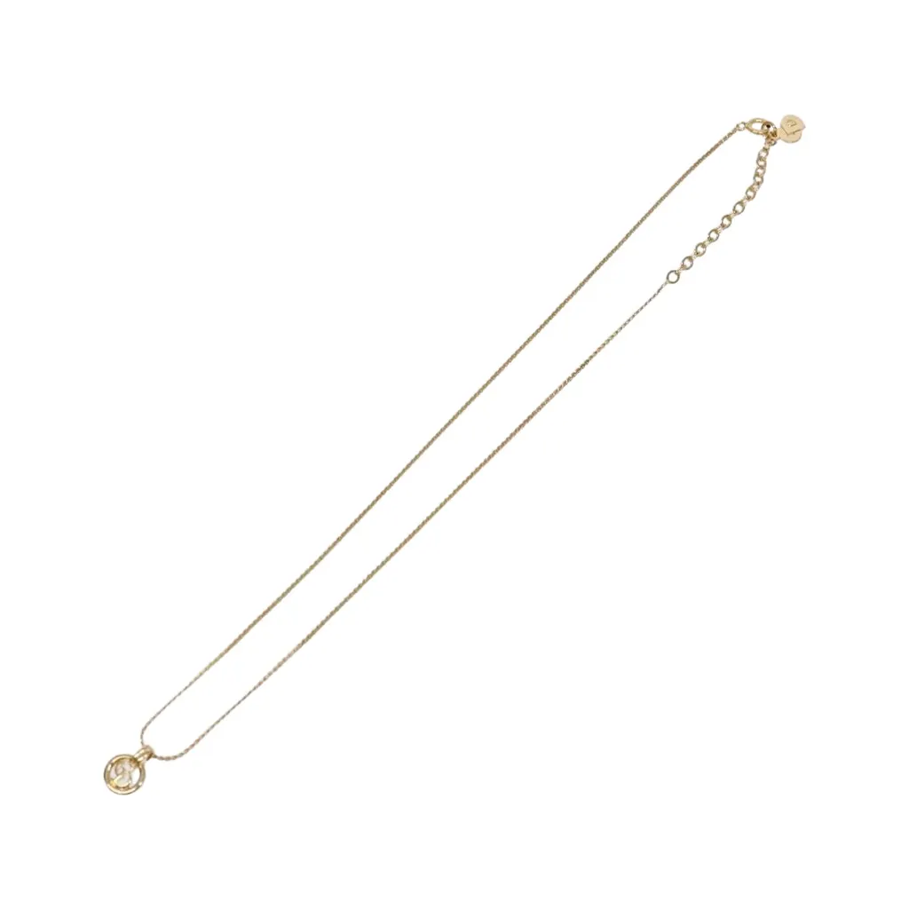 Dior CD Round Pendant Necklace Gold Metal Good - Front View