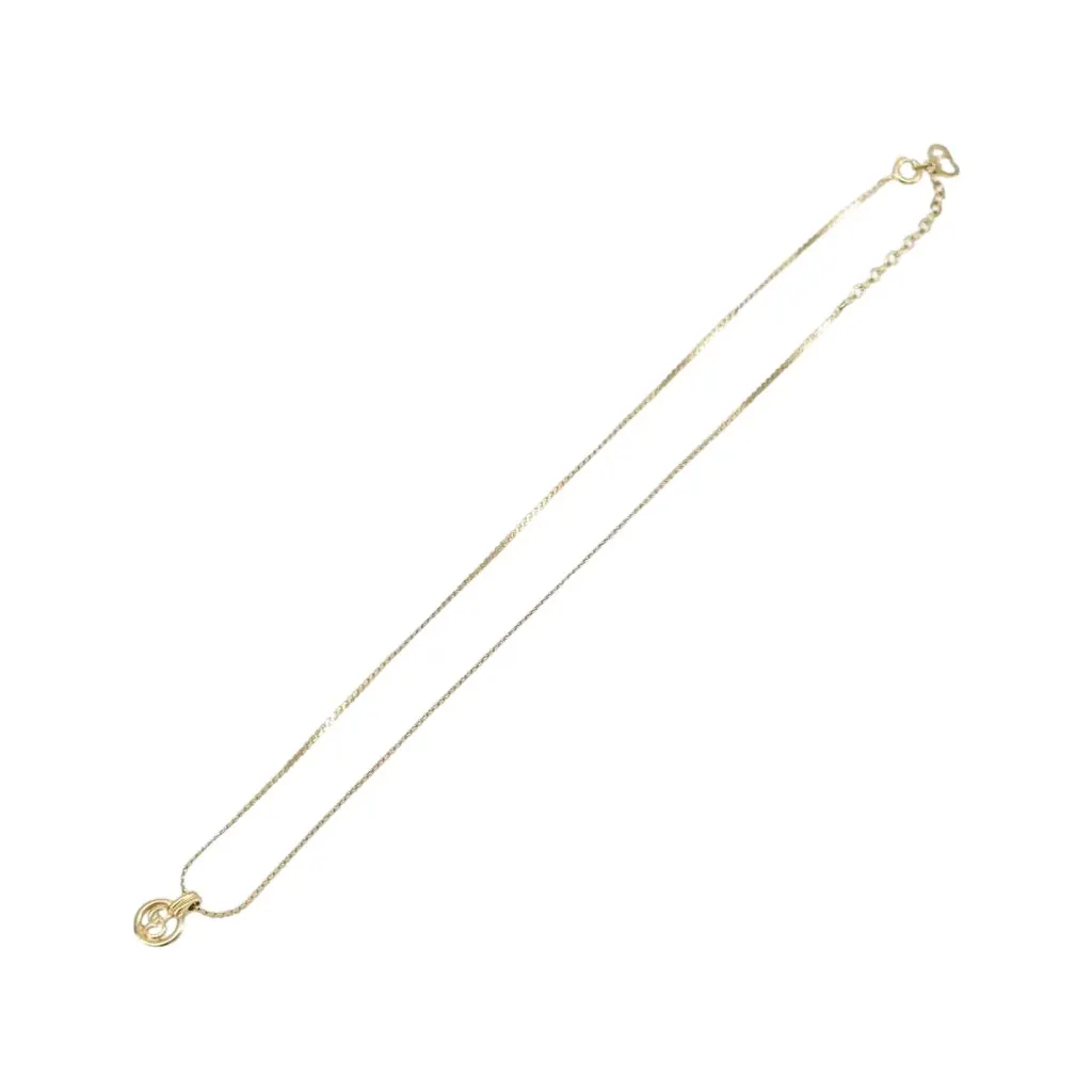 Dior CD Round Pendant Necklace Gold Metal Good - Front View
