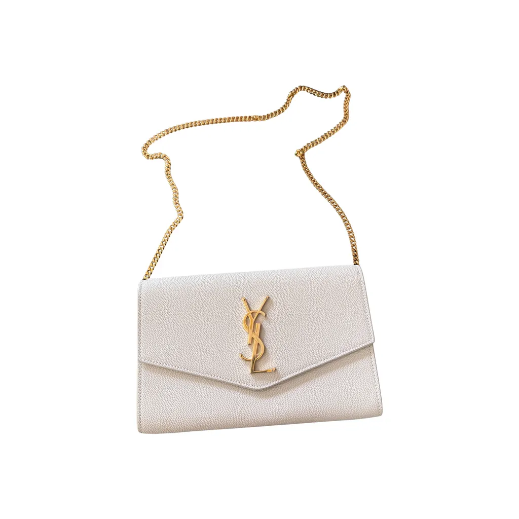 Saint Laurent Uptown Chain Waller Bag White Leather Never worn - Front View